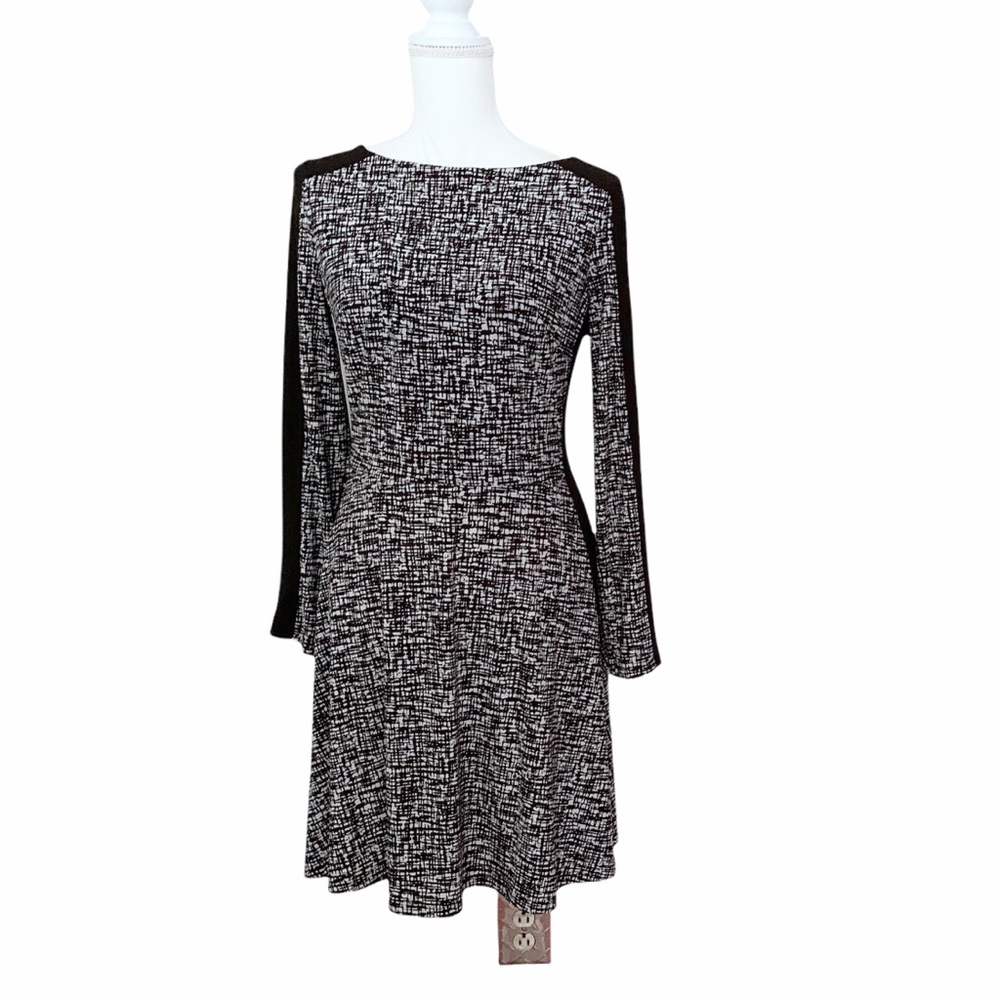 Ralph Lauren Black White Fit & Flare Dress Size 6